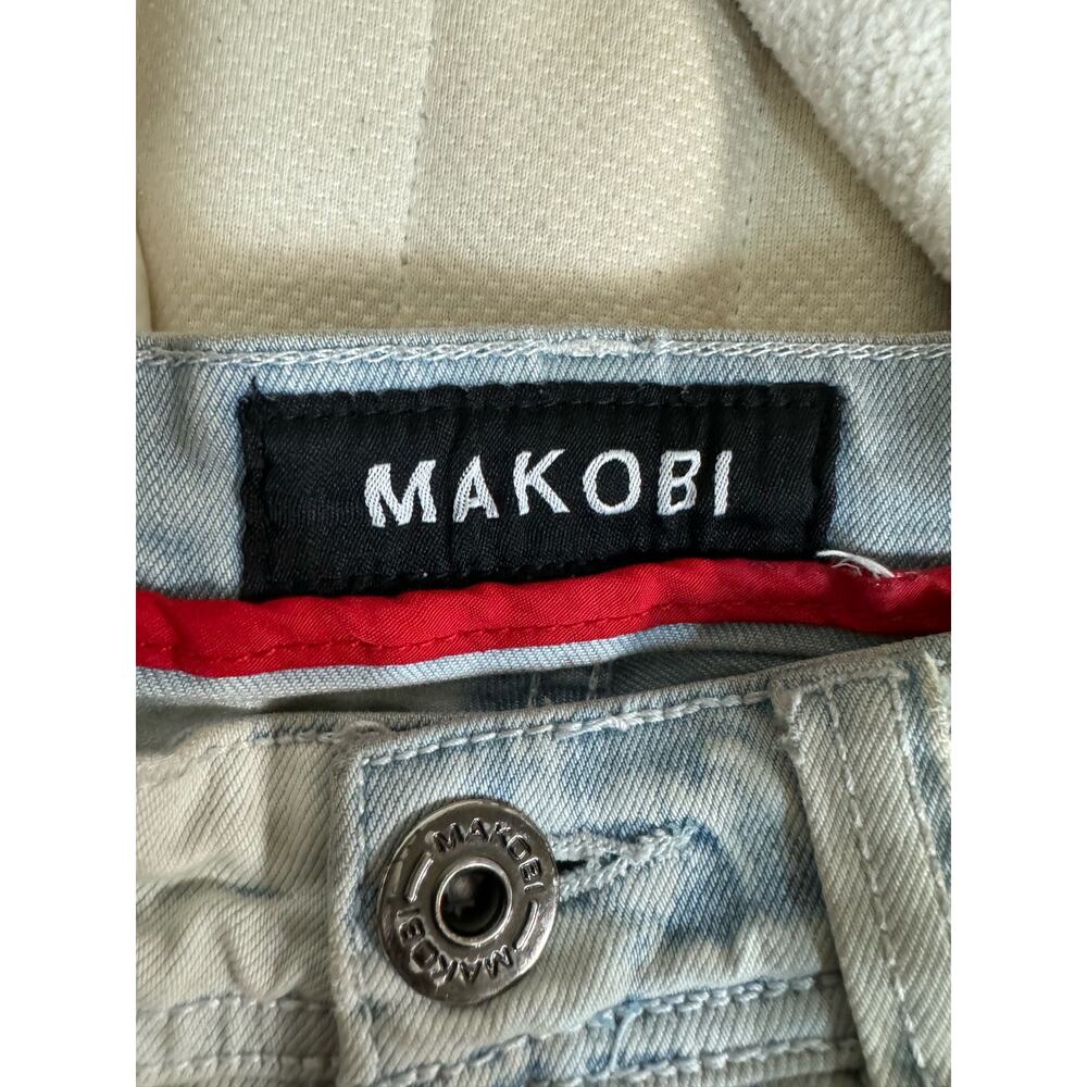 Makobi Prado Biker Jeans With Rip & Repair Light Wash (Recut) Men’s S 30 X 32 View 5